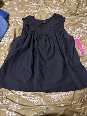 Who What Wear Black Sleeveless Gathered Front Top